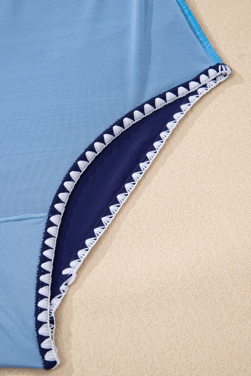 Twist Front Cutout Detail Geometric Trim One Piece Swimsuit