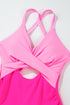 Twist Front Cutout Detail Geometric Trim One Piece Swimsuit