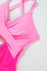Twist Front Cutout Detail Geometric Trim One Piece Swimsuit