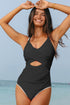 Twist Front Cutout Detail Geometric Trim One Piece Swimsuit