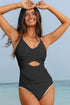 Twist Front Cutout Detail Geometric Trim One Piece Swimsuit