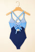 Twist Front Cutout Detail Geometric Trim One Piece Swimsuit