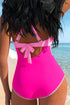 Twist Front Cutout Detail Geometric Trim One Piece Swimsuit