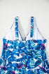 Twist Front Empire Waist Tropical Print Tankini Top