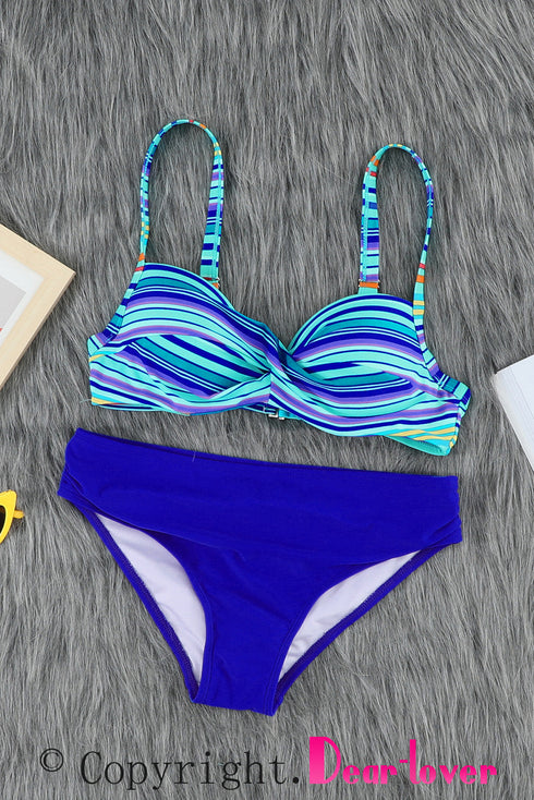 Twist Front Patterned Underwire Bikini Set