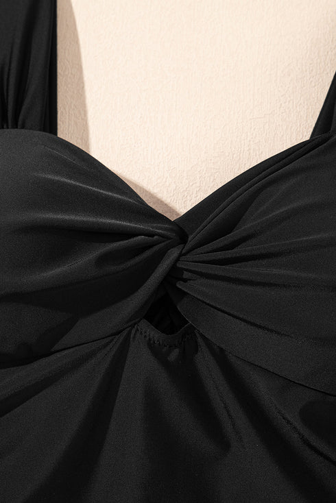 Twist Front Ruched Cutout One Piece Swimsuit
