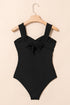 Twist Front Ruched Cutout One Piece Swimsuit