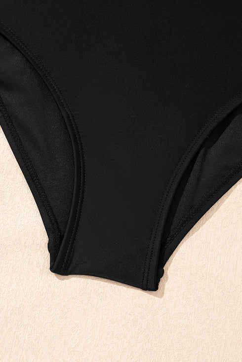 Twist Front Ruched Cutout One Piece Swimsuit