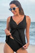 Twist Front V Neck Empire Waist Swim Tankini Top