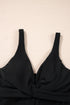 Twist Front V Neck Empire Waist Swim Tankini Top