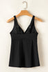 Twist Front V Neck Empire Waist Swim Tankini Top