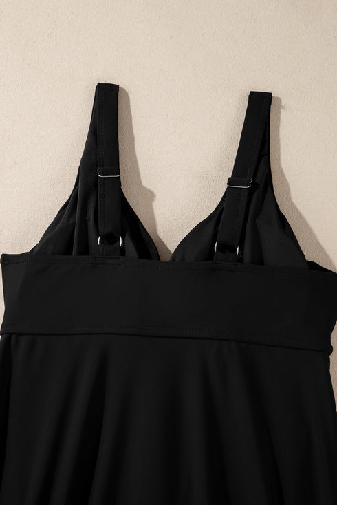 Twist Front V Neck Empire Waist Swim Tankini Top