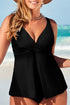 Twist Front V Neck Empire Waist Swim Tankini Top
