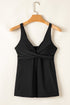 Twist Front V Neck Empire Waist Swim Tankini Top
