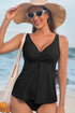 Twist Front V Neck Empire Waist Swim Tankini Top