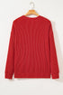 Twist Ribbed Merry Letter Graphic Corded Long Sleeve Top
