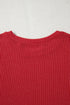Twist Ribbed Merry Letter Graphic Corded Long Sleeve Top