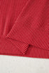Twist Ribbed Merry Letter Graphic Corded Long Sleeve Top