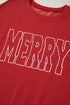 Twist Ribbed Merry Letter Graphic Corded Long Sleeve Top