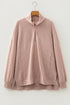 Twist Ribbed Zip Collar Drop Shoulder Long Sleeve Top