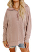 Twist Ribbed Zip Collar Drop Shoulder Long Sleeve Top
