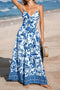 Twisted Bust Backless Floral Spaghetti Strap Maxi Dress