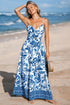 Twisted Bust Backless Floral Spaghetti Strap Maxi Dress