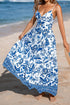 Twisted Bust Backless Floral Spaghetti Strap Maxi Dress