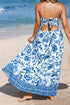 Twisted Bust Backless Floral Spaghetti Strap Maxi Dress