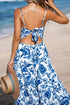Twisted Bust Backless Floral Spaghetti Strap Maxi Dress