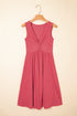 Twisted Bust V Neck Sleeveless A Line Mini Dress