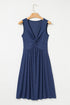 Twisted Bust V Neck Sleeveless A Line Mini Dress