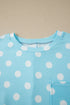 Twisted Corded Rib Polka Dot Print T Shirt