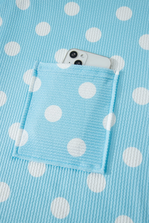 Twisted Corded Rib Polka Dot Print T Shirt