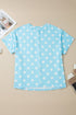 Twisted Corded Rib Polka Dot Print T Shirt