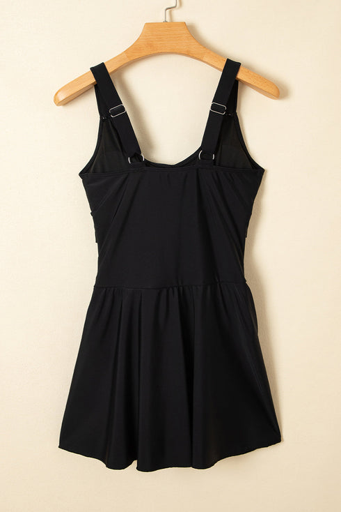 Twisted Front Keyhole Detail Side Tie Swim Dress