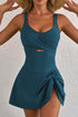 Twisted Front Keyhole Detail Side Tie Swim Dress