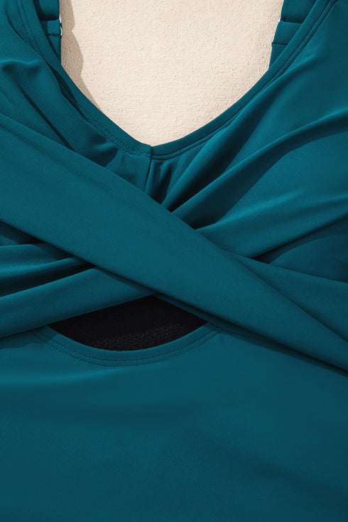 Twisted Front Keyhole Detail Side Tie Swim Dress