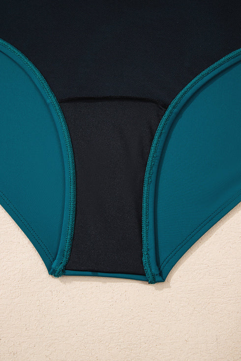 Twisted Front Keyhole Detail Side Tie Swim Dress