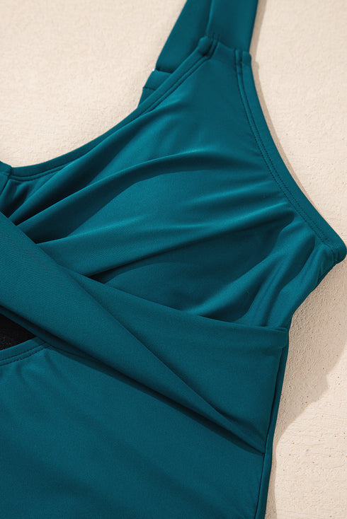 Twisted Front Keyhole Detail Side Tie Swim Dress
