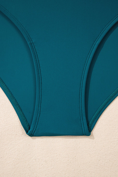 Twisted Front Keyhole Detail Side Tie Swim Dress