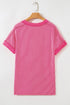 Twisted Front V Neck Ribbed Knit Short Sleeve Tee
