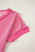 Twisted Front V Neck Ribbed Knit Short Sleeve Tee