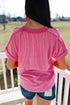 Twisted Front V Neck Ribbed Knit Short Sleeve Tee
