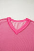 Twisted Front V Neck Ribbed Knit Short Sleeve Tee