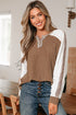 Twisted Neck Ribbed Leopard Print Lace Patchwork Top