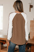 Twisted Neck Ribbed Leopard Print Lace Patchwork Top
