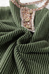 Twisted Neck Ribbed Leopard Print Lace Patchwork Top