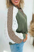 Twisted Neck Ribbed Leopard Print Lace Patchwork Top