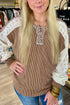 Twisted Neck Ribbed Leopard Print Lace Patchwork Top